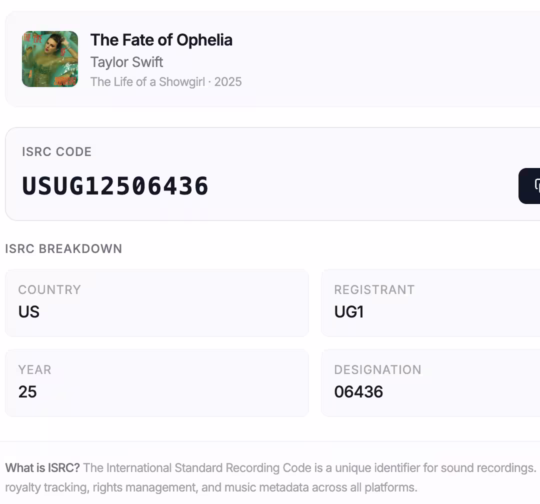 ISRC Finder preview